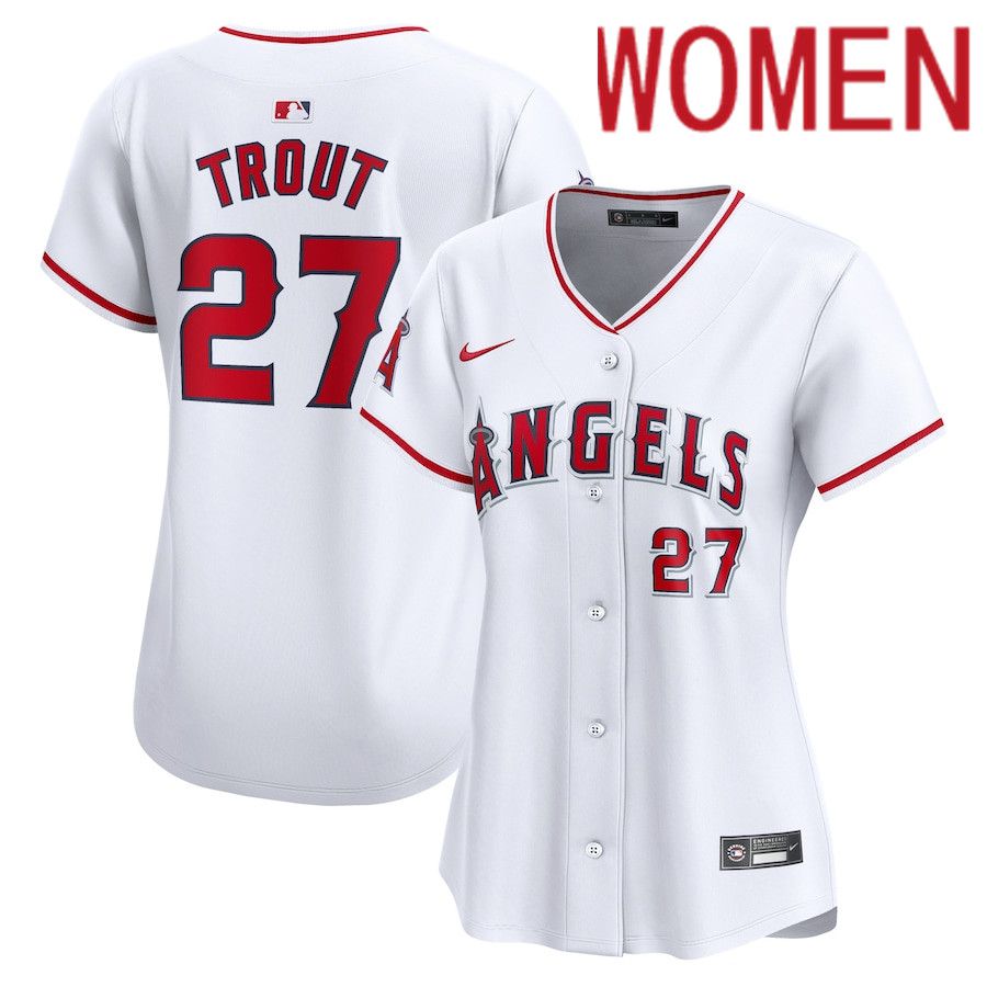 Women Los Angeles Angels 27 Mike Trout Nike White Home Limited Player MLB Jersey